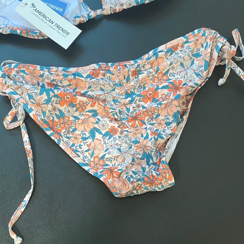 Women’s Triangle Halter Bikini Two Piece Swimsuit Bathing Suit  Side Tie Floral - Picture 10 of 12